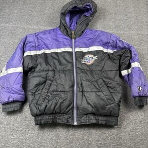 Vintage Utah Jazz Jacket Youth Large Puffer Pro Player NBA Reversible Basketball
